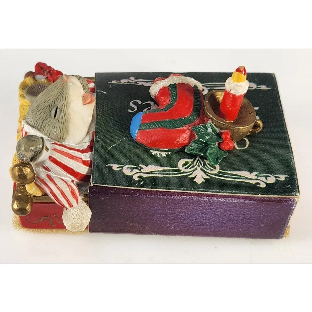 Christmas Merry Miniature Old World Matches Box 1980s Mouse Sleep